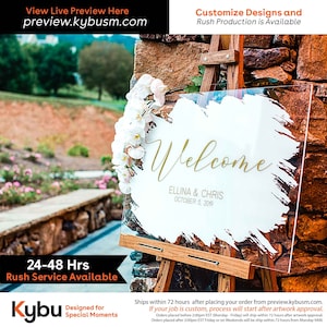 Personalized Wedding Welcome Sign, Back Painted with a Beautiful Brushed Finish - Customize Your Special Day!