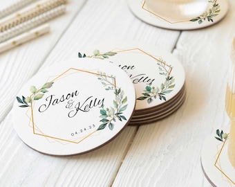 Custom Coasters, round paper coasters, add a special touch with our wedding coasters, shower coasters, personalized coasters