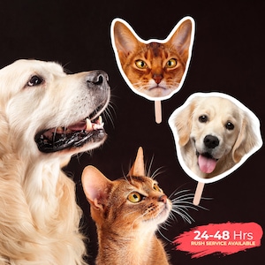 Abanicos de caras de mascotas, cara personalizada en un palo para recuerdos personalizados de mascotas