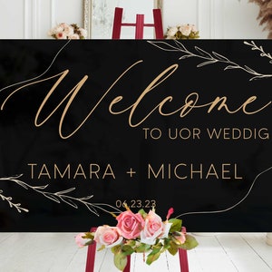 black Acrylic, Wedding Welcome Sign, Custom Acrylic Sign, Clear Acrylic sign, Back Painted Acrylic, Bridal Shower Sign