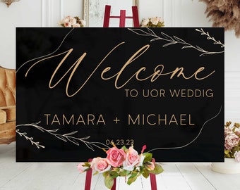 black Acrylic, Wedding Welcome Sign, Custom Acrylic Sign, Clear Acrylic sign, Back Painted Acrylic, Bridal Shower Sign