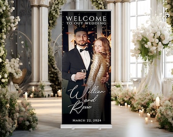 Wedding Retractable Banner Welcome Large Photo Roll Up, Custom