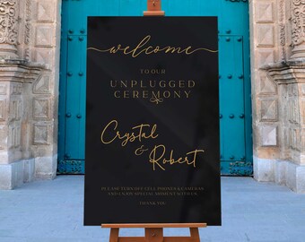 Black Acrylic, Wedding Welcome Sign, Custom Acrylic Sign, Back Painted Acrylic, Bridal Shower Sign, Unplugged ceremony