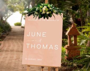 Peach Acrylic, Wedding Welcome Sign, Custom Acrylic Sign, Back Painted Acrylic, Bridal Shower Sign, welcome to the wedding of