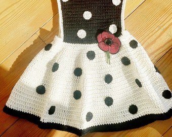 Robe à pois, robe pour tout-petits, robe de bébé fille, robe noire et blanche, robe Tutu, robe de fille, robe polkadot pour les filles, robe girly, robe