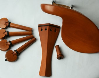 Handmade Deluxe Violin Parts Set in Indian Boxwood decorated with Ceylonese Ebony (4/4 Violin)