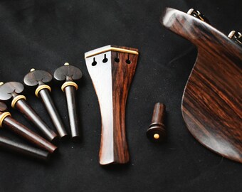 Handmade Deluxe Violin Parts Set in Indian Rosewood decorated with Boxwood Accents