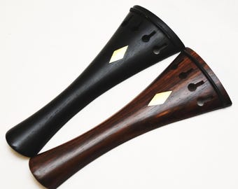 French 4/4 Violin Tailpiece in Ebony or Rosewood with Inlaid Rhombus