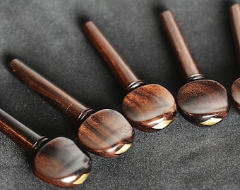 Handmade Swiss Style Violin Peg Set in Rosewood with Rhombus Inlay