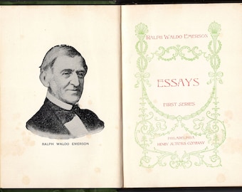 Ensayos - Primera serie de Ralph Waldo Emerson - Tapa dura encuadernada en cuero - Henry Altemus ca. 1895