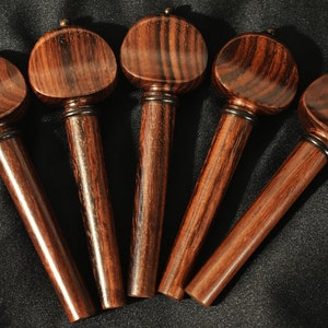Handmade French Style Cello Peg Set (5) in Rosewood with ebony collar and pip