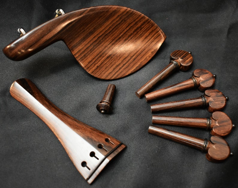 Handmade Deluxe Violin Parts Set in Indian Rosewood decorated with Ceylonese Ebony image 1