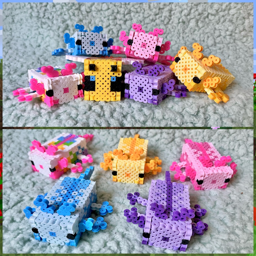 Minecraft Inspired 3D Perler Bead Figured small Animal Series Axolotls
