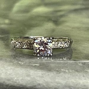 Vintage Platinum Diamond Solitaire Engagement Ring: .78ct Round Brilliant, Size 7