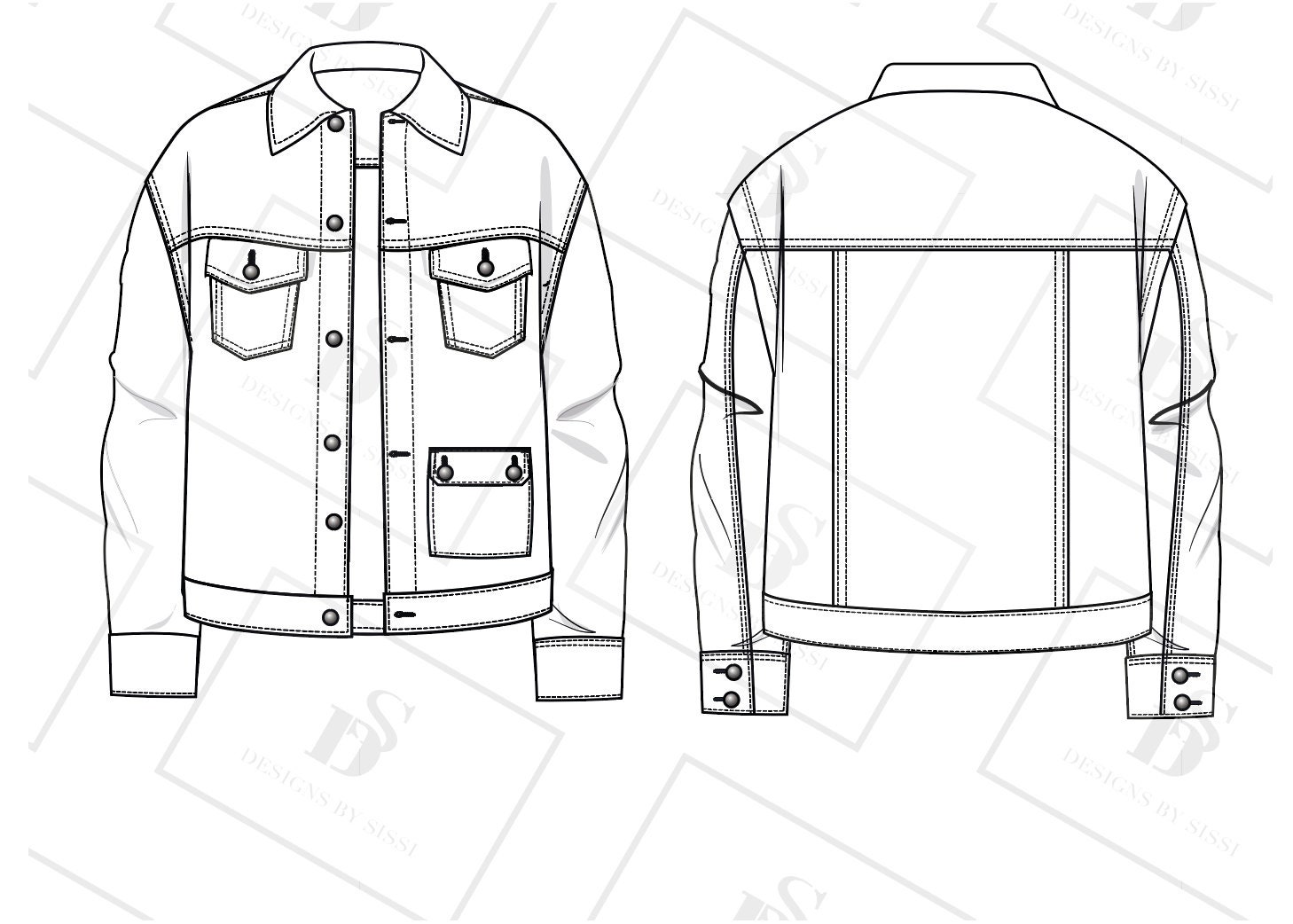 Denim Jacket Technical Design | Etsy