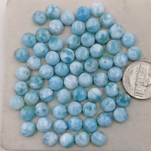 Larimar Runde, Natürlicher Larimar, Larimar Edelstein, Natürliche Larimar Cabochon viel, loser Larimar 9 mm Runde 10 Stück viel
