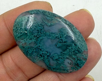 Natural Moss Agate Cabochon | Green Moss Agate Stone | Polished Cabochon for Jewelry Making | Loose Gemstone