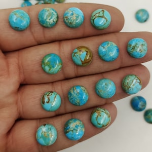 10 Pieces Blue Mohave Turquoise  Round Shape Loose Smooth Polished Gemstone, Blue Mohave Turquoise Round 10x10mm, 8x8 mm, 6mm  5mm 4mm 12mm