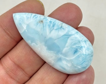 LARIMAR Cabochon 62.0 Cts 100% Natural Sky Blue Designer Larimar Teardrop Shape Gemstones 48x24x6mm