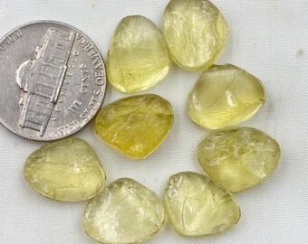 Natürliche Zitronenquarz Rough Flatback Edelsteine, rohe Zitronenquarz Cabochons 11 x 13 mm ca, 8 Stück Lot