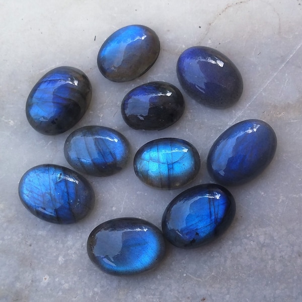 Pierre de labradorite naturelle de haute qualité, labradorite flashy bleue, labradorite ovale 10x14mm, bijoux 12x16mm faisant des pierres précieuses de labradorite en vrac
