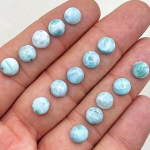 7mm Larimar Gemstones Round Cabochon | Natural AAA Quality Larimar Gemstones Cabochon Lot flatback larimar round 15 pcs lot