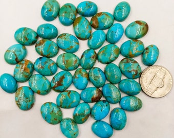 10 Pieces Blue Mohave Turquoise  Oval Shape Loose Smooth Polished Gemstone, Blue Mohave Turquoise Oval 14x10mm, 12x16 mm