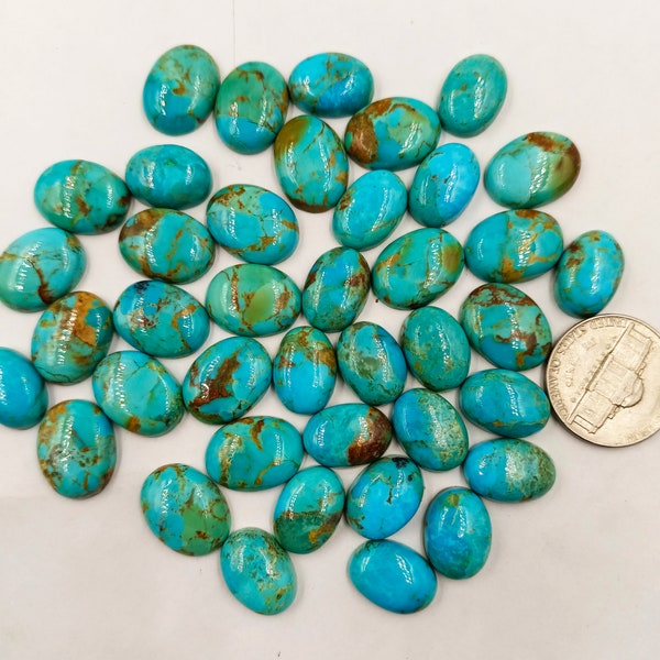 10 pierres précieuses turquoise bleu mohave de forme ovale en vrac, polies et lisses, ovale turquoise bleu mohave 14 x 10 mm, 12 x 16 mm