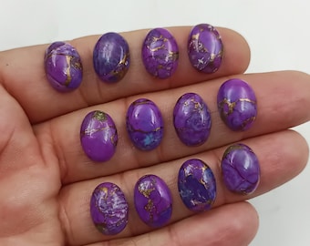 Lila Kupfer Türkis Edelstein oval, Lila Kupfer Türkis Cabochon, kalibrierter lila Kupfer Türkis Edelstein loser Türkis 10x14 mm