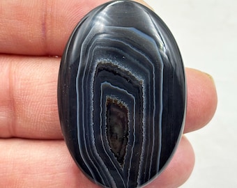 Banded Agate Cabochon,Black Agate Cabochon, Banded agate gemstone  For Jewelry Making  42x28x5mm