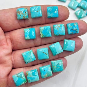 Blue Mohave Turquoise  Square Shape Loose Smooth Polished Gemstone, Blue Mohave kingman turquoise 10x10 mm square shape loose stone
