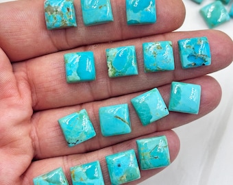 Blue Mohave Turquoise  Square Shape Loose Smooth Polished Gemstone, Blue Mohave kingman turquoise 10x10 mm square shape loose stone
