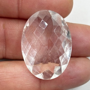 Oval Shape Faceted Clear Quartz, Natural Clear Quartz Checker Cut gemstone, Clear Quartz Loose Gemstone,  Clear Quartz Gemstone For Jewelry
