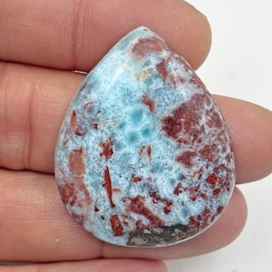 Natural Blue Larimar Teardrop Shape Gemstone Cabochon Flat Back Gemstone For Jewelry Making