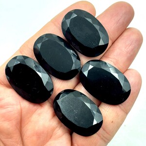 AAA+ Quality Natural Black Onyx Oval Shape Faceted Cut loose Flatback Gemstones 30x20x5mm