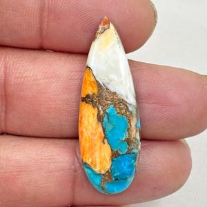 Spiny Oyster Turquoise Cabochon, Teardrop Gemstone Cab, Jewelry Design Supply, Southwestern Style, Turquoise Gem for Craft