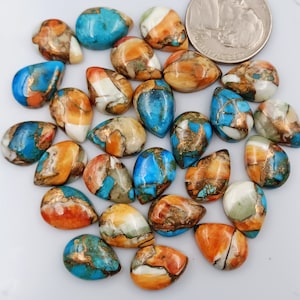Natural Oyster Copper Turquoise Pear Shape Cabochon, Oyster Turquoise Cabochon lot, Loose Oyster Turquoise Gemstone 10x14mm all size