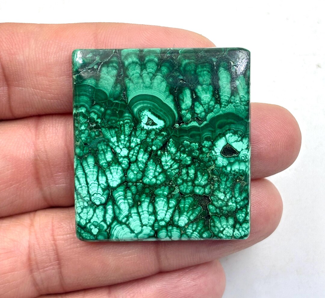 Pendentif Malachite Naturelle Sur Oeillet Argent 925 - Pierre Roulée Verte - Congo, Neuf Sans Boîte