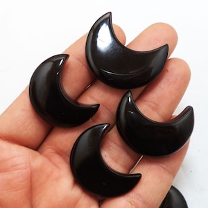 Natural Black Onyx Moon Shape, Crescent Moon Gemstone, Moon shape cabochon for Jewelry Making Size -25-30 mm approx