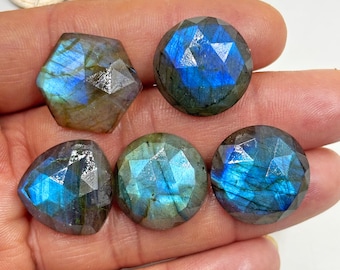 5 pcs lot Rose cut labradorite cabochon  gemstone blue labradorite rose cut gemstone flatback loose labradorite 101 cts