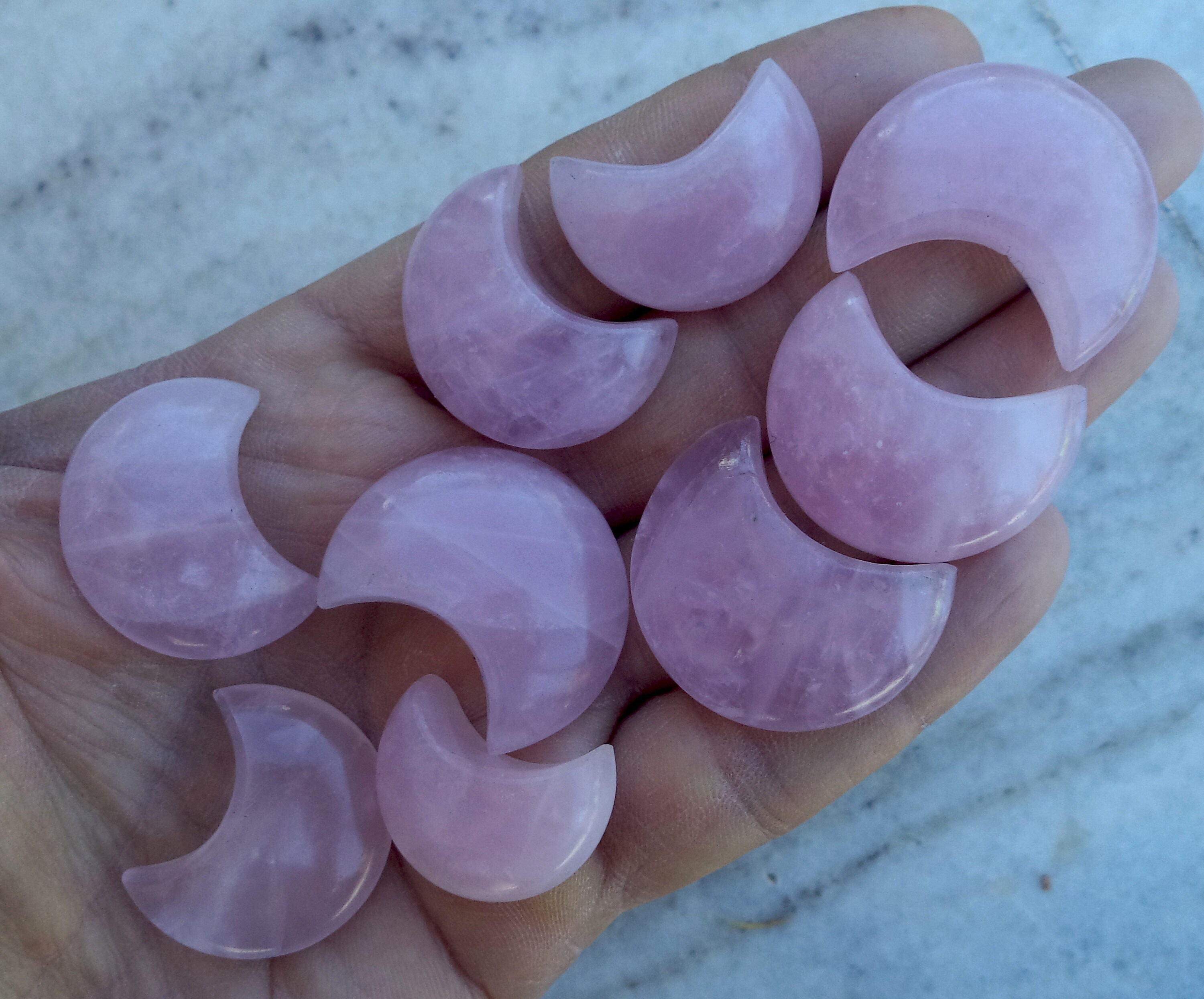 Rose Quartz Moon Crescent Moon Rose Quartz Cabochon Gemstone Etsy