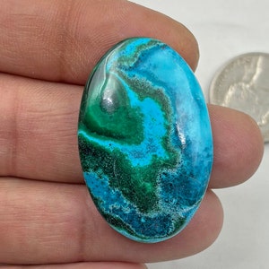 Chrysocolla Cabochon, Chrysocolla Malachite Cabochon, Natural Chrysocolla Malachite Gemstone For jewelry Size 36x24x6mm, 64.0 Cts.