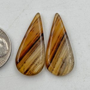 gemstone pair, Gemstone matching pair natural Montana agate Loose cabochon matched pair for earrings