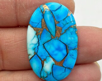 Kingman Turquoise Cabochon, Ice Blue Dahlia Kingman Turquoise Gemstone, Sky Blue Turquoise Crystal, Jewelry Making Stone