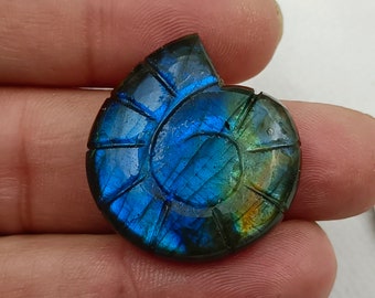 Carved Labradorite cabochon gemstone Ammolite Shape blue Labradorite stone, labradorite carved cabochon