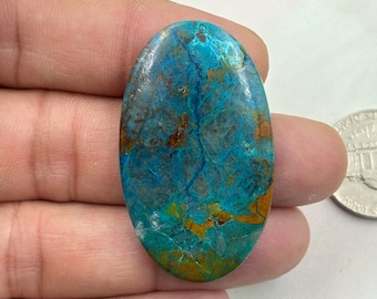 Natural Shattuckite Cabochon, Blue Gemstone for Wire Wrapping, Flat Back Pendant Stone