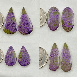 Stichtite, stichtite cabochons, Gemstone pairs, Cabochon Matching pair, Earring Pair Matched Teardrop Gemstone 4 pair lot