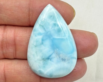 LARIMAR Cabochon 62.0 Cts 100% Natural Sky Blue Designer Larimar Teardrop Shape Gemstones 40x27x6mm
