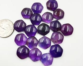 10pcs Amethyst Hexagon Shape Cabochon Amethyst Fancy shape,  Amethyst Gemstone Loose Flat Back  Cabochon 14x14x5mm