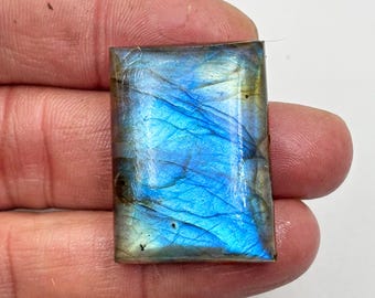 Blue Labradorite Cabochon,  Flashy Labradorite loose Gemstone, Rainbow Labradorite, labradorite cushion stone 34x24x8mm